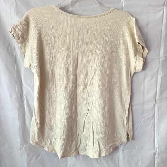Cuddl Duds Cream Short Sleeve Tee textured SZ L Worn 1X - Picture 2 of 8